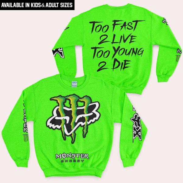 Too Fast To Live Too Young To Die - Monster Energy Fox Racing - Vivid green - Image 4