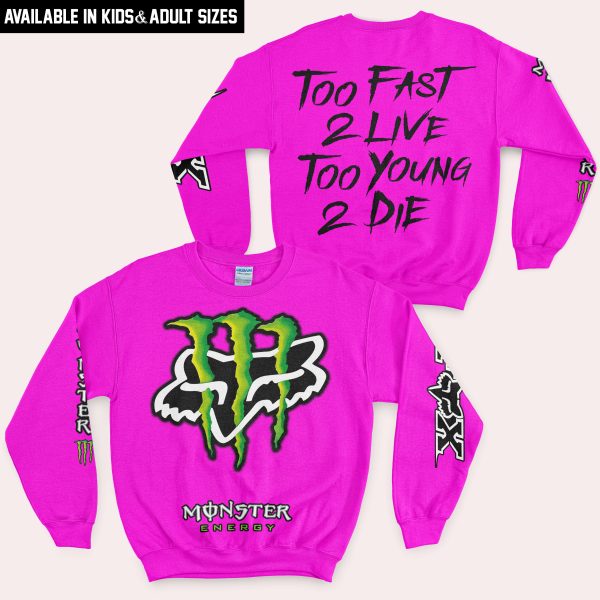 Too Fast To Live Too Young To Die - Monster Energy Fox Racing - Vivid pink - Image 4