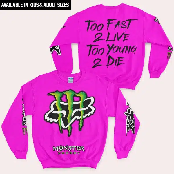 Too Fast To Live Too Young To Die - Monster Energy Fox Racing - Vivid pink - Image 4