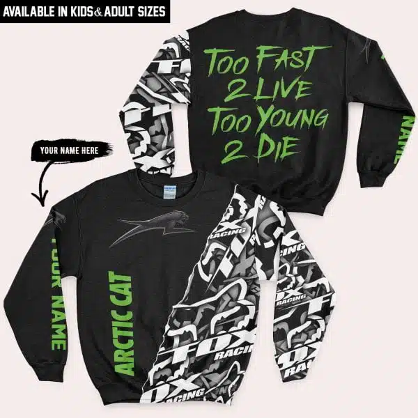 Too Fast To Live Too Young To Die - Arctic cat - Custom name - Green - Image 4
