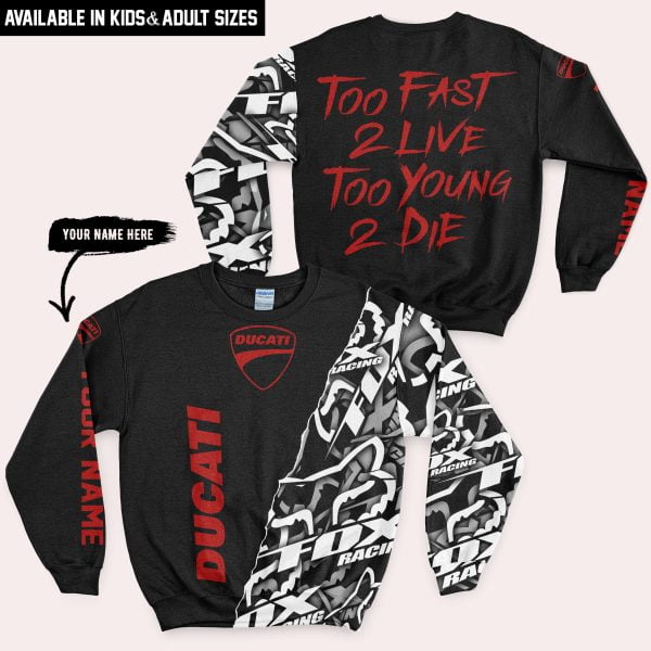 Too Fast To Live Too Young To Die - Ducati - Custom name - Red - Image 4