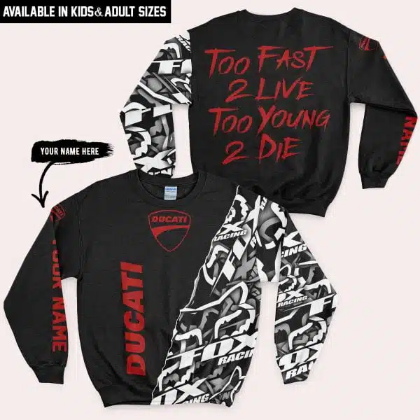 Too Fast To Live Too Young To Die - Ducati - Custom name - Red - Image 4