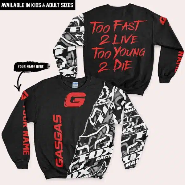 Too Fast To Live Too Young To Die - Gas Gas - Custom name - Red - Image 3