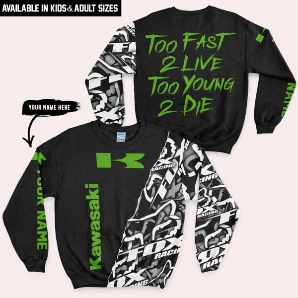 Too Fast To Live Too Young To Die - Kawasaki - Custom name - Green - Image 4