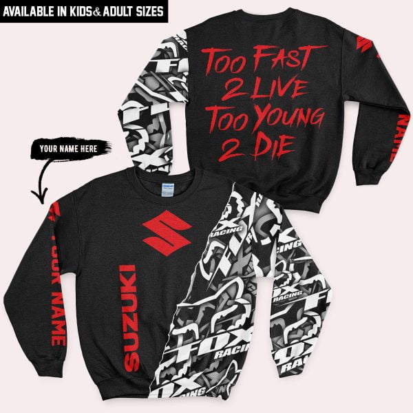 Too Fast To Live Too Young To Die - Suzuki - Custom name - Red - Image 4