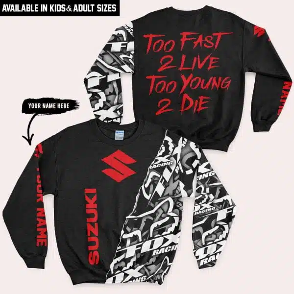 Too Fast To Live Too Young To Die - Suzuki - Custom name - Red - Image 4