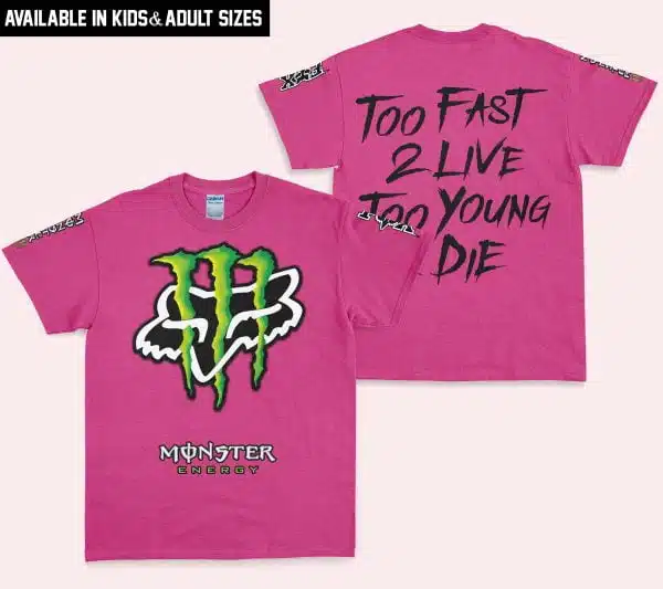 Too Fast To Live Too Young To Die - Monster Energy Fox Racing - Bright pink - Image 3