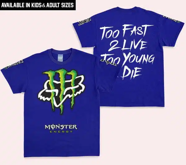 Too Fast To Live Too Young To Die - Monster Energy Fox Racing - Navy - Image 3