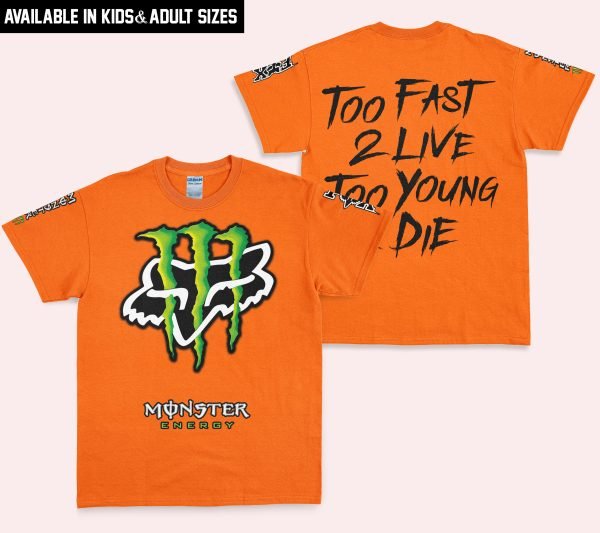 Too Fast To Live Too Young To Die - Monster Energy Fox Racing - Orange - Image 4