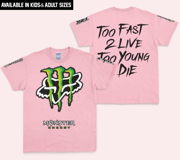 Too Fast To Live Too Young To Die - Monster Energy Fox Racing - Pink - Image 4