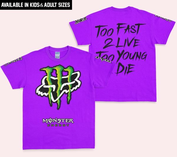 Too Fast To Live Too Young To Die - Monster Energy Fox Racing - Purple - Image 5