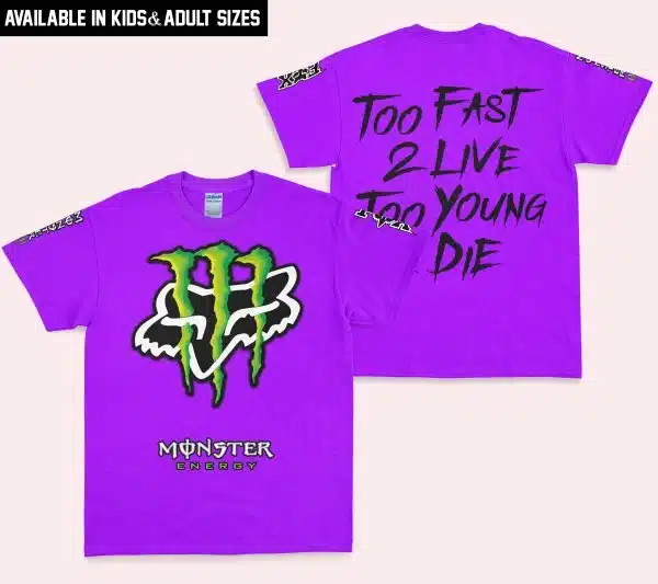 Too Fast To Live Too Young To Die - Monster Energy Fox Racing - Purple - Image 5