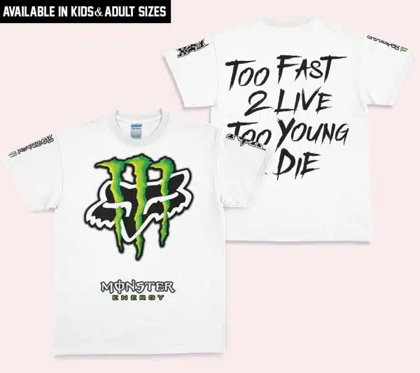 Too Fast To Live Too Young To Die - Monster Energy Fox Racing - White - Image 5