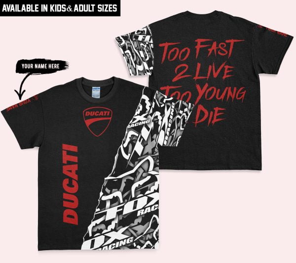 Too Fast To Live Too Young To Die - Ducati - Custom name - Red - Image 3