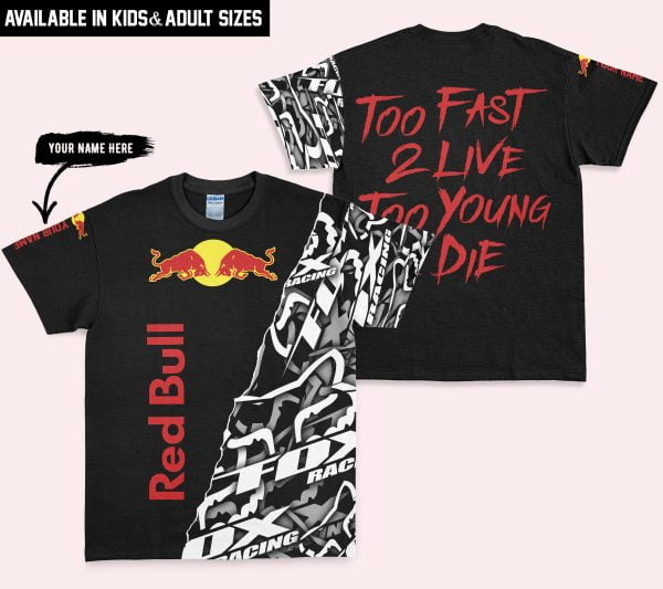 Too Fast To Live Too Young To Die - Redbull - Custom name - Red - Image 3