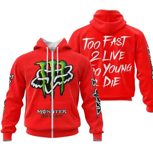 Too Fast To Live Too Young To Die - Monster Energy Fox Racing - Red - Image 2