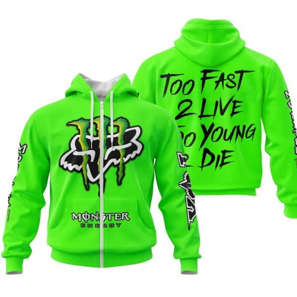 Too Fast To Live Too Young To Die - Monster Energy Fox Racing - Vivid green - Image 2