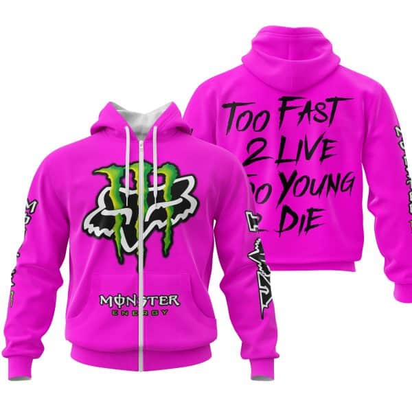 Too Fast To Live Too Young To Die - Monster Energy Fox Racing - Vivid pink - Image 2