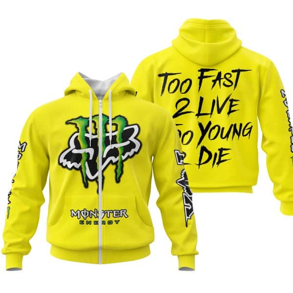 Too Fast To Live Too Young To Die - Monster Energy Fox Racing - Yellow - Image 2