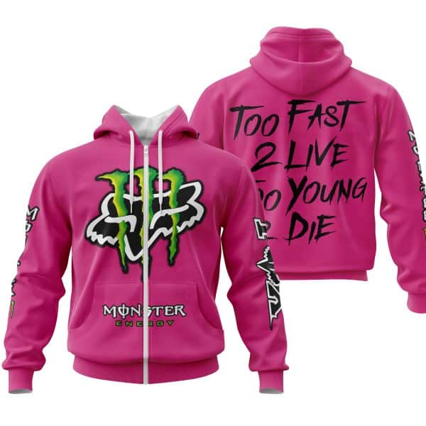 Too Fast To Live Too Young To Die - Monster Energy Fox Racing - Bright pink - Image 2
