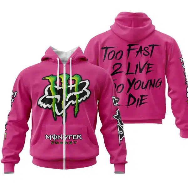 Too Fast To Live Too Young To Die - Monster Energy Fox Racing - Bright pink - Image 2