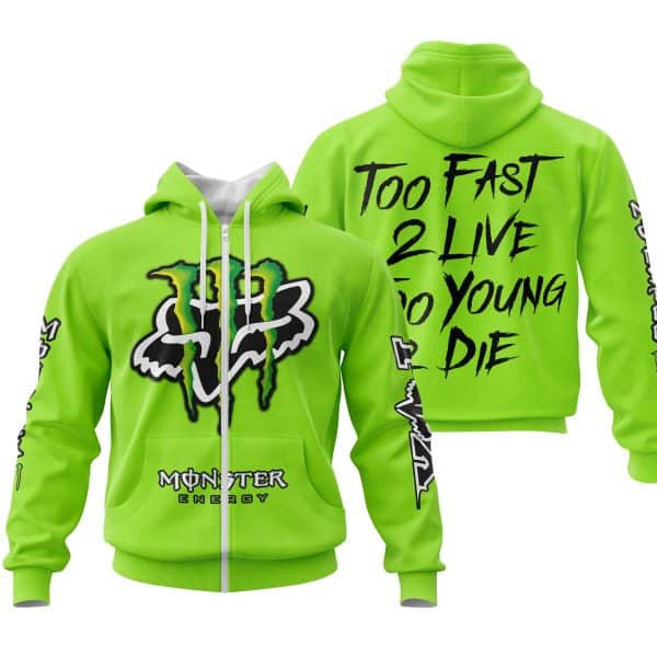 Too Fast To Live Too Young To Die - Monster Energy Fox Racing - Green - Image 2