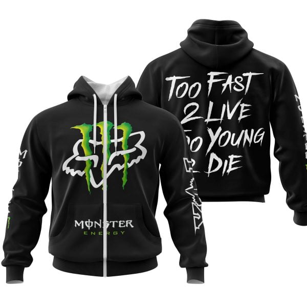 Too Fast To Live Too Young To Die - Monster Energy Fox Racing - Black - Image 5