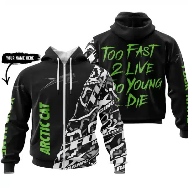 Too Fast To Live Too Young To Die - Arctic cat - Custom name - Green - Image 2