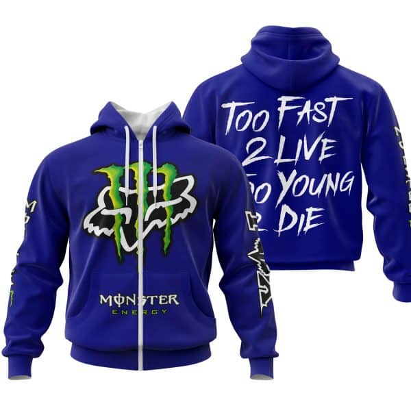 Too Fast To Live Too Young To Die - Monster Energy Fox Racing - Navy - Image 2