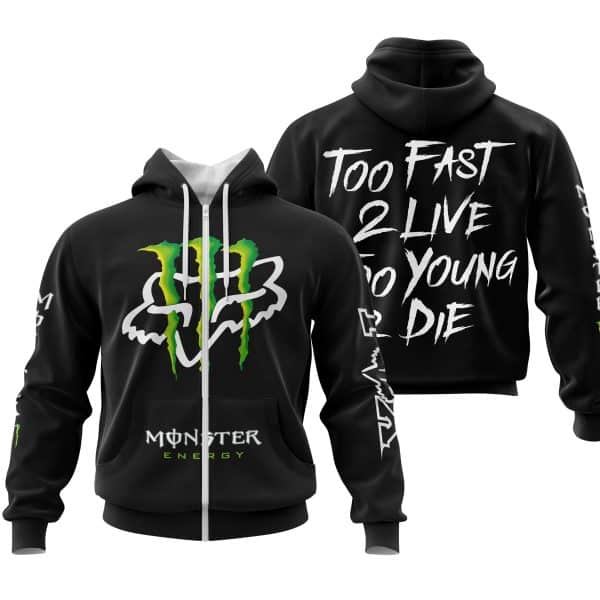 Too Fast To Live Too Young To Die - Monster Energy Fox Racing - Black - Image 2