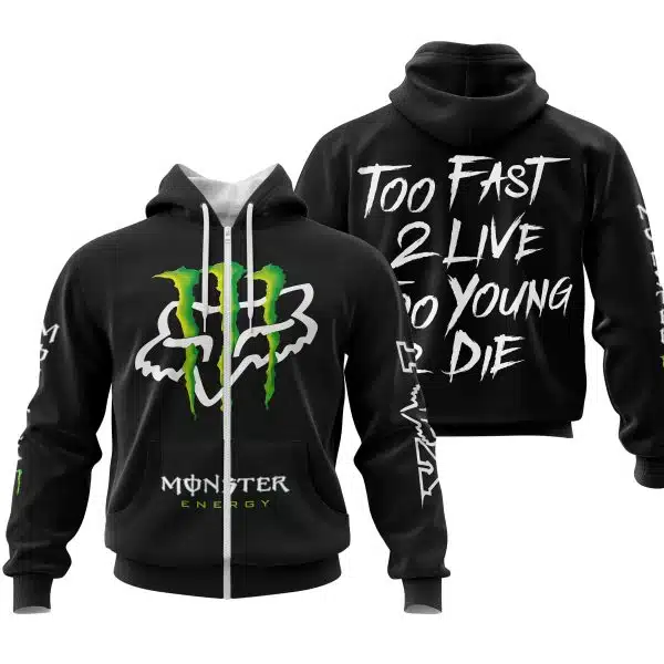 Too Fast To Live Too Young To Die - Monster Energy Fox Racing - Black - Image 2
