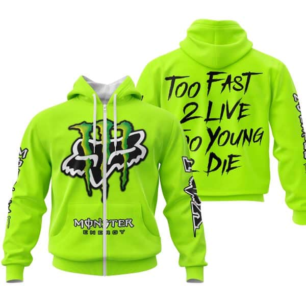 Too Fast To Live Too Young To Die - Monster Energy Fox Racing - Neon - Image 2