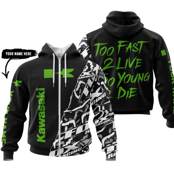Too Fast To Live Too Young To Die - Kawasaki - Custom name - Green - Image 2