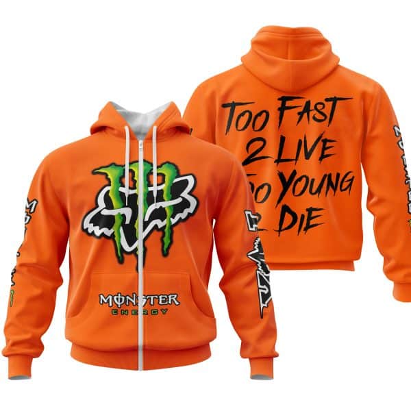 Too Fast To Live Too Young To Die - Monster Energy Fox Racing - Orange - Image 2