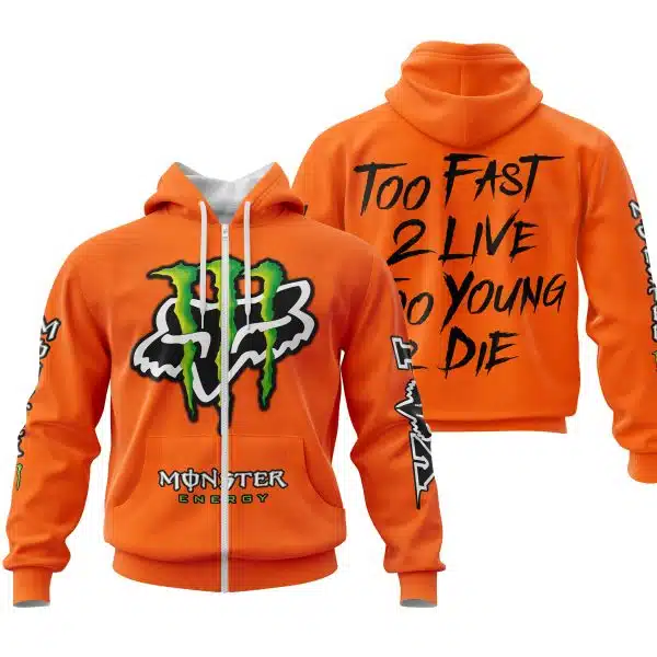 Too Fast To Live Too Young To Die - Monster Energy Fox Racing - Orange - Image 2