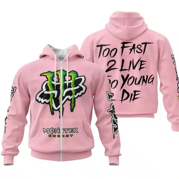 Too Fast To Live Too Young To Die - Monster Energy Fox Racing - Pink - Image 2