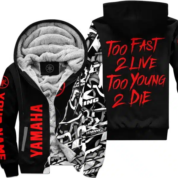 Too Fast To Live Too Young To Die - Yamaha - Custom name - Red - Fleece Zip Hoodie