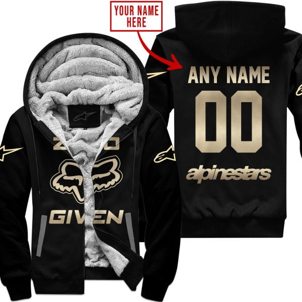 Zero Fox Given Gold - Custom Name Racing - Alpinestars - Fleece Zip Hoodie