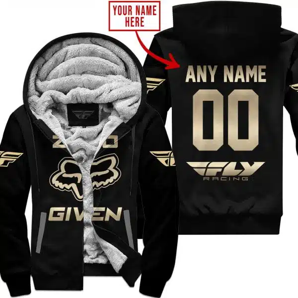 Zero Fox Given Gold - Custom Name Racing - Fly Racing - Fleece Zip Hoodie