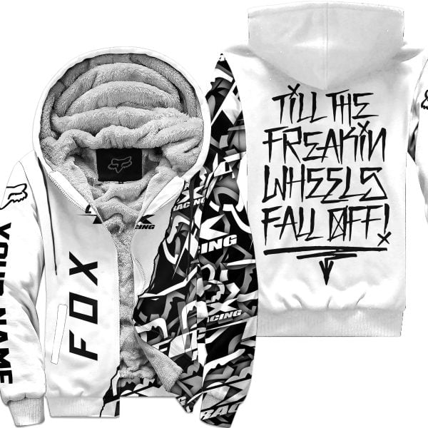 Till The Freakin Wheel Fall Off – Fox Racing – White - Fleece Zip Hoodie