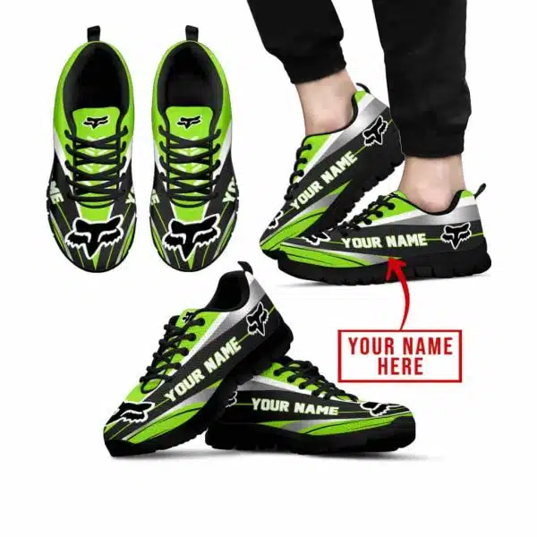 Premium Mx Sneakers - Custom Name - Fox Racing  - Green 1 - Black