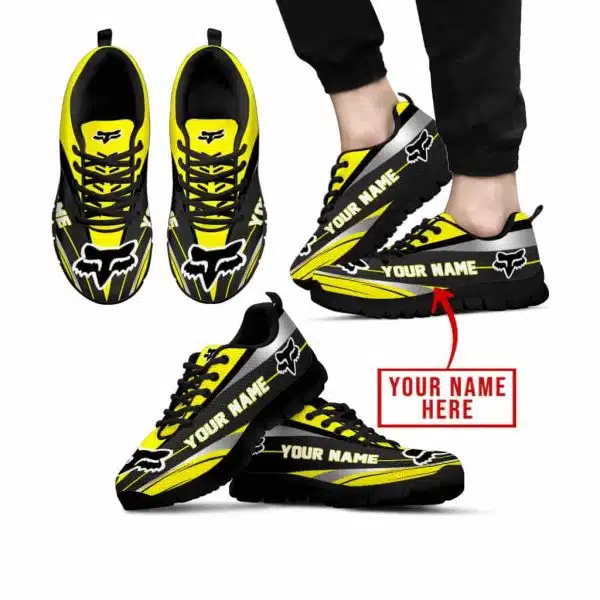 Premium Mx Sneakers - Custom Name - Fox Racing  - Yellow Black