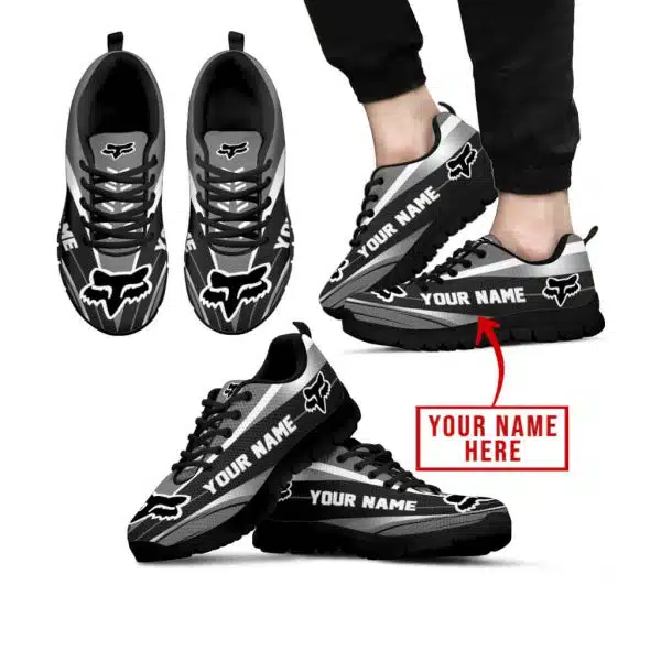 Premium Mx Sneakers - Custom Name - Fox Racing  - Grey - Black