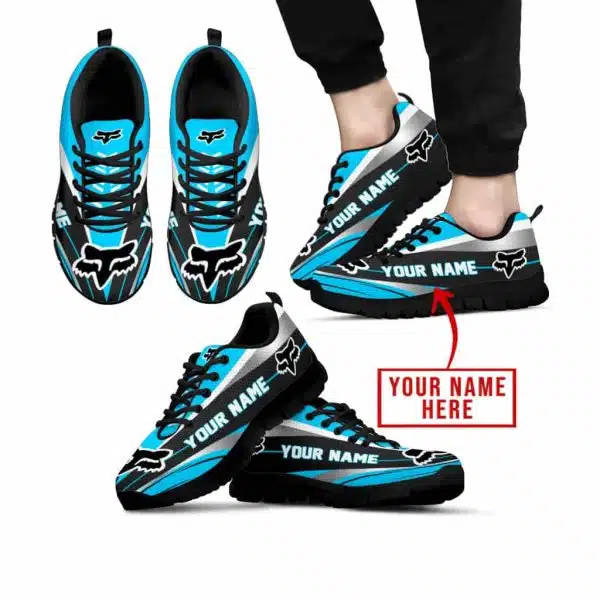 Premium Mx Sneakers - Custom Name - Fox Racing  - Sky Blue - Black