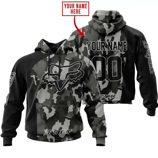 Fox Racing Black V2 Camo | Custom Name Racing | Kid & Adult