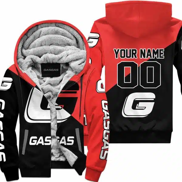 Premium Gift - Custom Name - Gas Gas - Red - Fleece Zip Hoodie