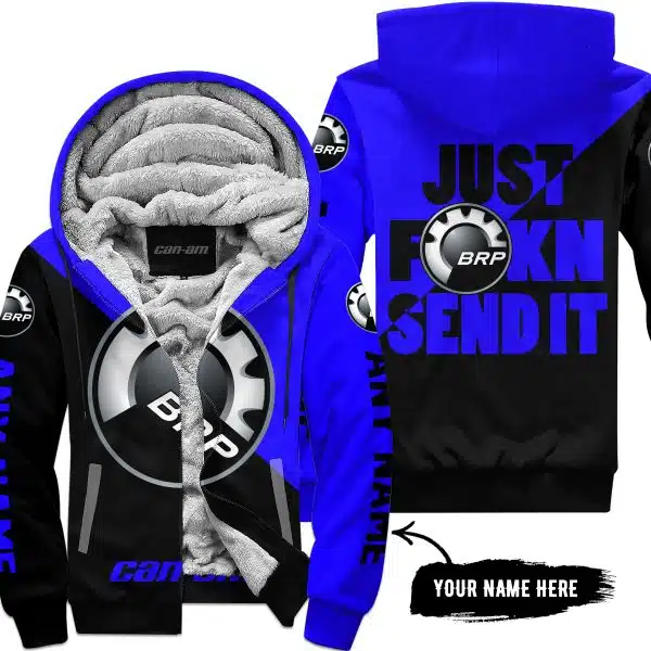 Just Fkcn Send It - 3d All Over Printed - Can Am Blue - Fleece Zip Hoodie