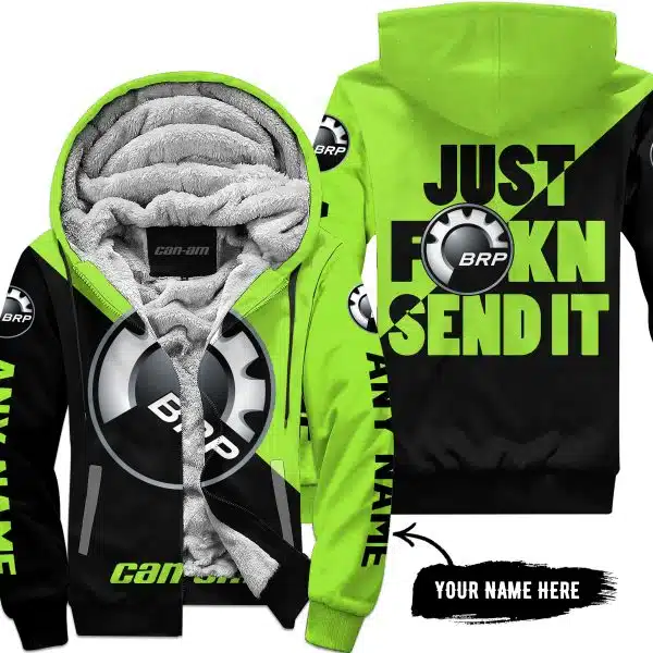 Just Fkcn Send It - 3d All Over Printed - Can Am Green 1 - Fleece Zip Hoodie