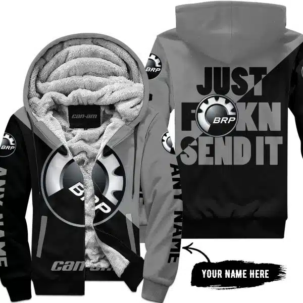 Just Fkcn Send It - 3d All Over Printed - Can Am Grey - Fleece Zip Hoodie