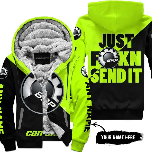 Just Fkcn Send It - 3d All Over Printed - Can Am Neon - Fleece Zip Hoodie